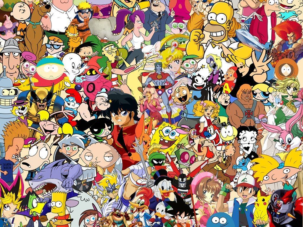 Diferentes personajes de dibujos animados